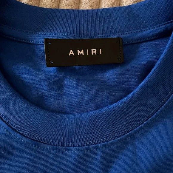 AMIRI Blue Short Sleeve Tee with Logo - Picture 6 of 6